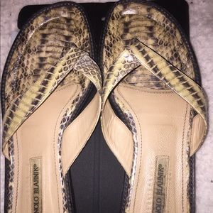 Manolo Blahnik Snakeskin Thong Sandals